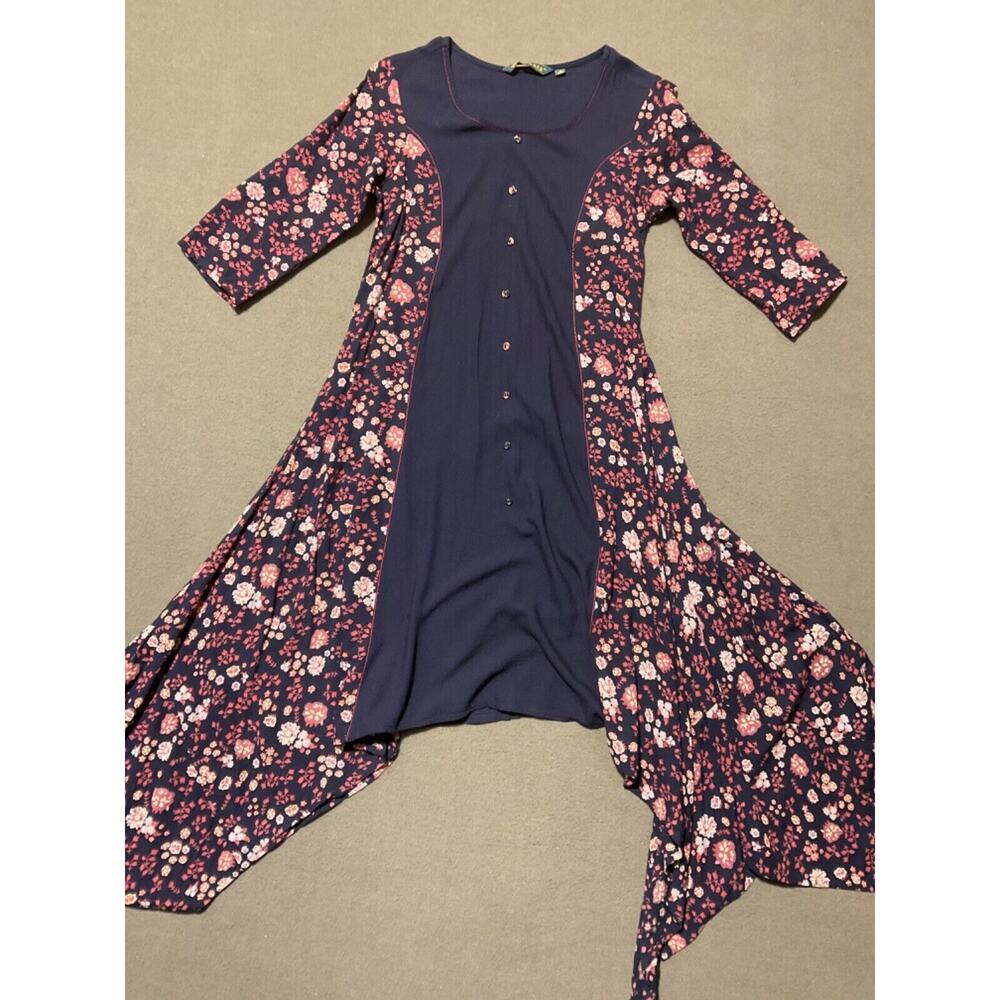 Avaasa Small Floral Tunic Dress Asymmetrical Hem‎ Boho Women’s Rayon